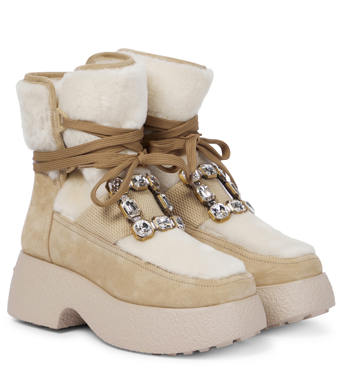 Viv' Rangers shearling-trimmed suede ankle boots | Roger Vivier