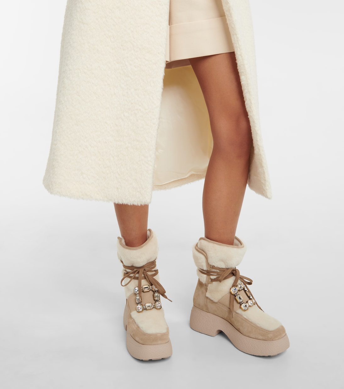 Viv' Rangers shearling-trimmed suede ankle boots | Roger Vivier