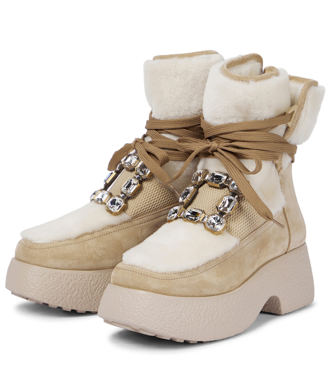 Viv' Rangers shearling-trimmed suede ankle boots | Roger Vivier