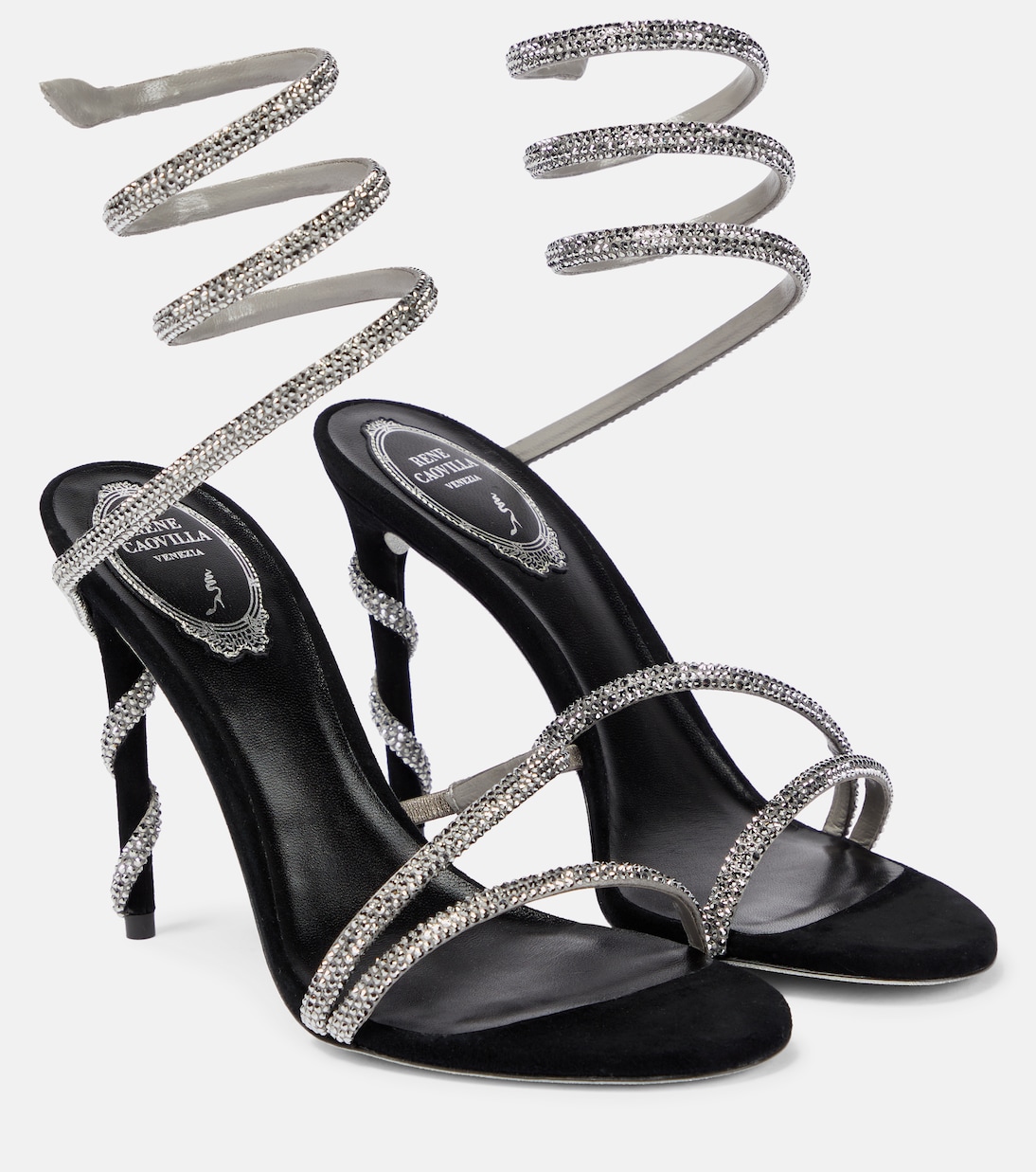 Cleo crystal-embellished velvet sandals | Rene Caovilla