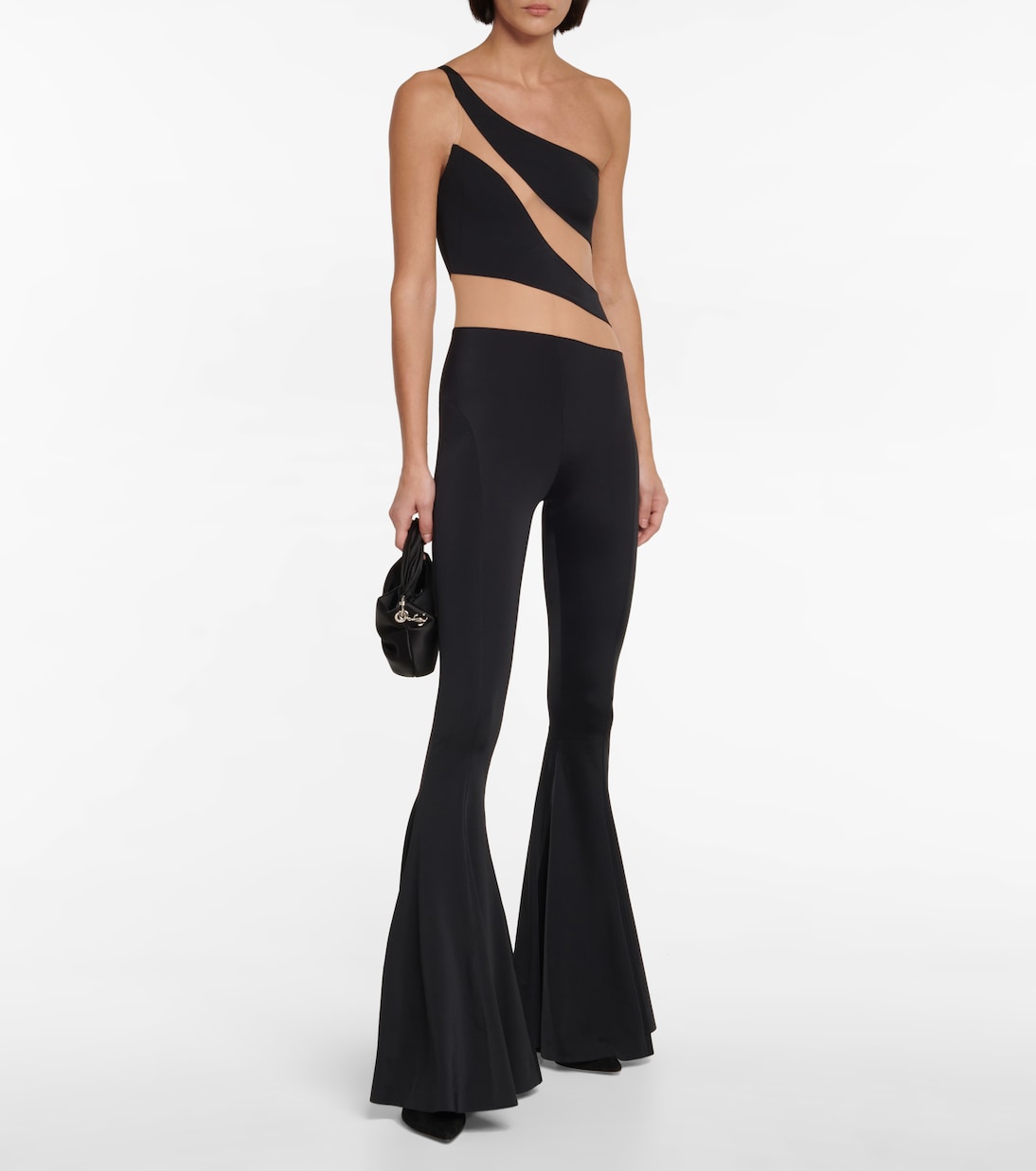 Snake paneled mesh fishtail jumpsuit | Norma Kamali