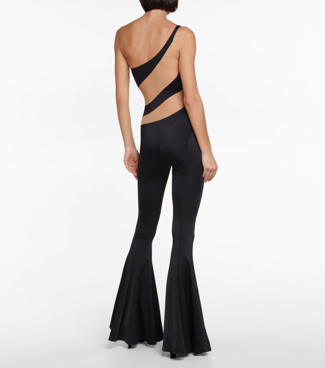 Snake paneled mesh fishtail jumpsuit | Norma Kamali