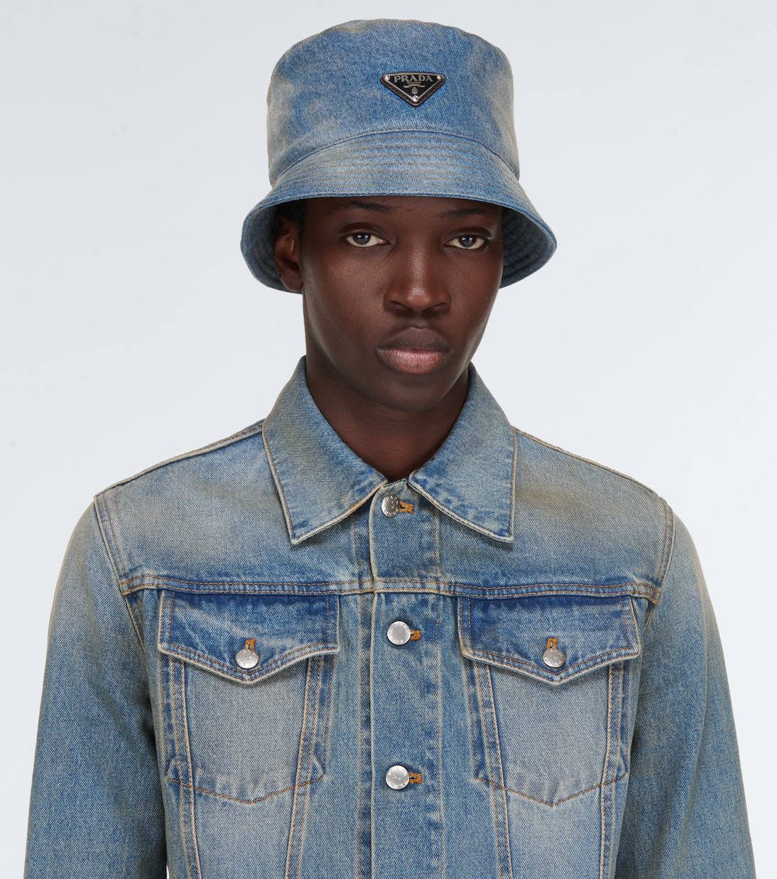 Logo denim bucket hat | Prada