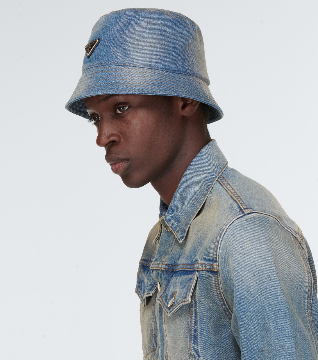 Logo denim bucket hat | Prada