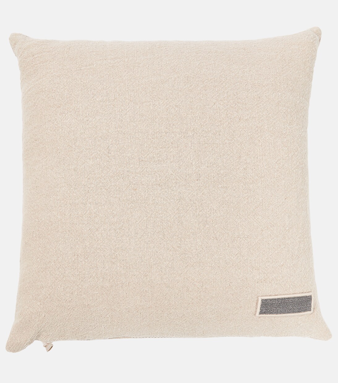 Bead-embellished linen cushion | Brunello Cucinelli