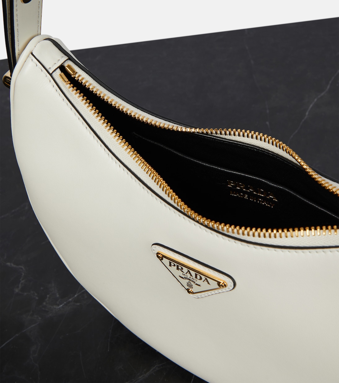 Arqué leather shoulder bag | Prada