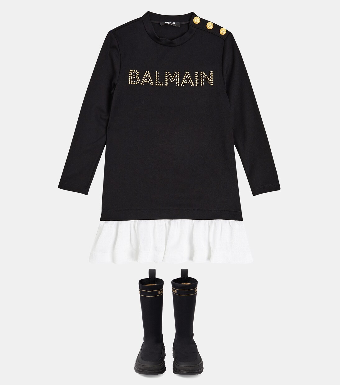 Logo cotton jersey dress | Balmain Kids