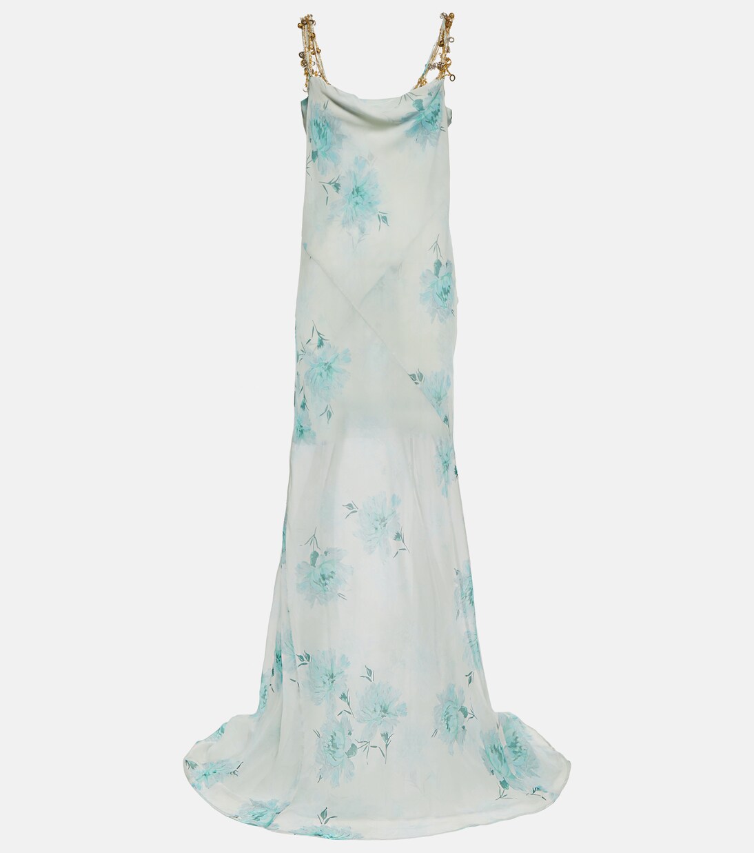 Floral embellished silk chiffon gown | Dries Van Noten