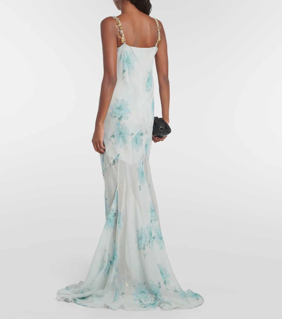 Floral embellished silk chiffon gown | Dries Van Noten