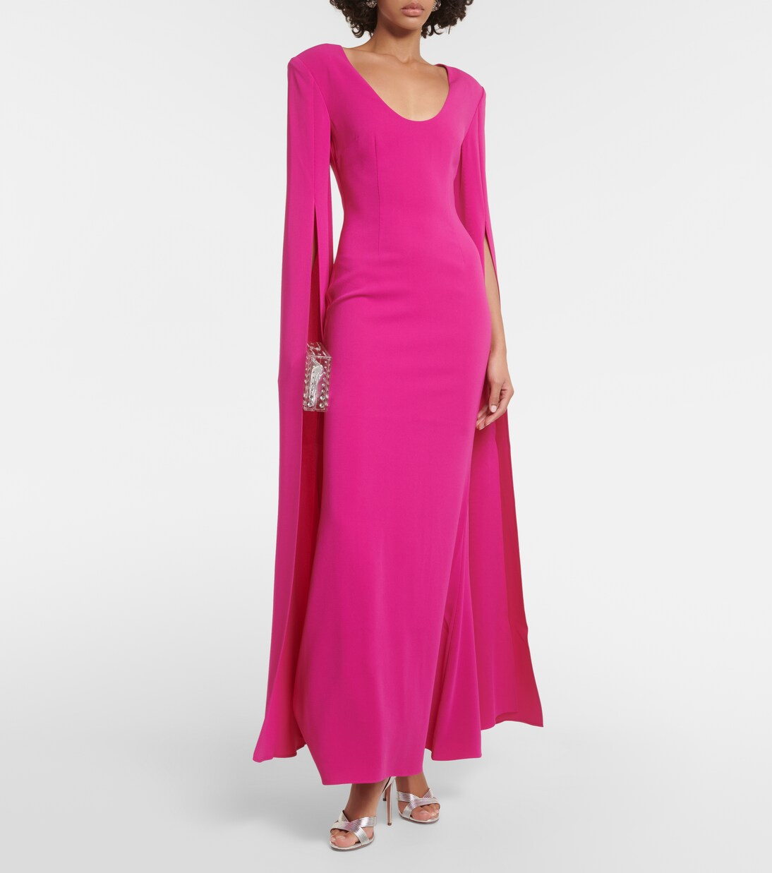 Cape-sleeve cady gown | Roland Mouret