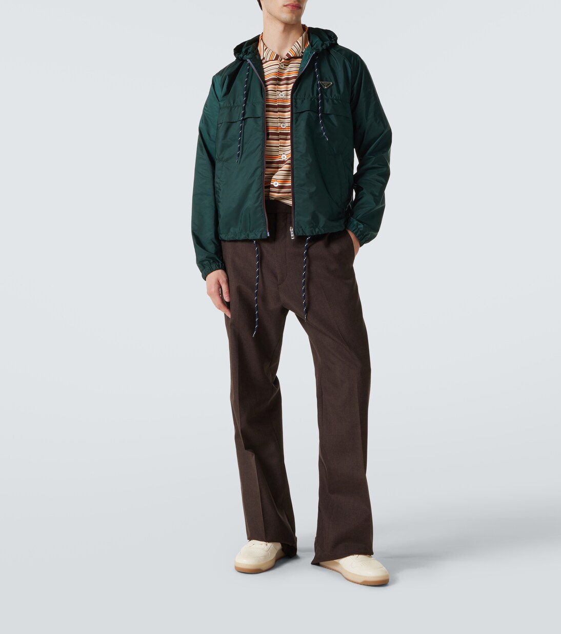 Downtown logo leather sneakers | Prada