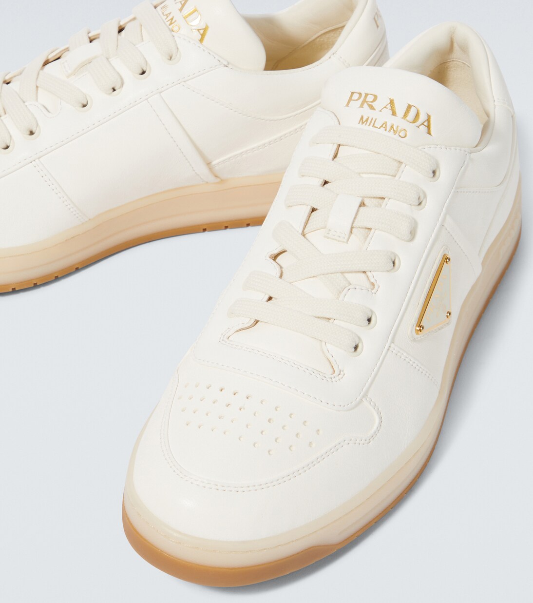 Downtown logo leather sneakers | Prada