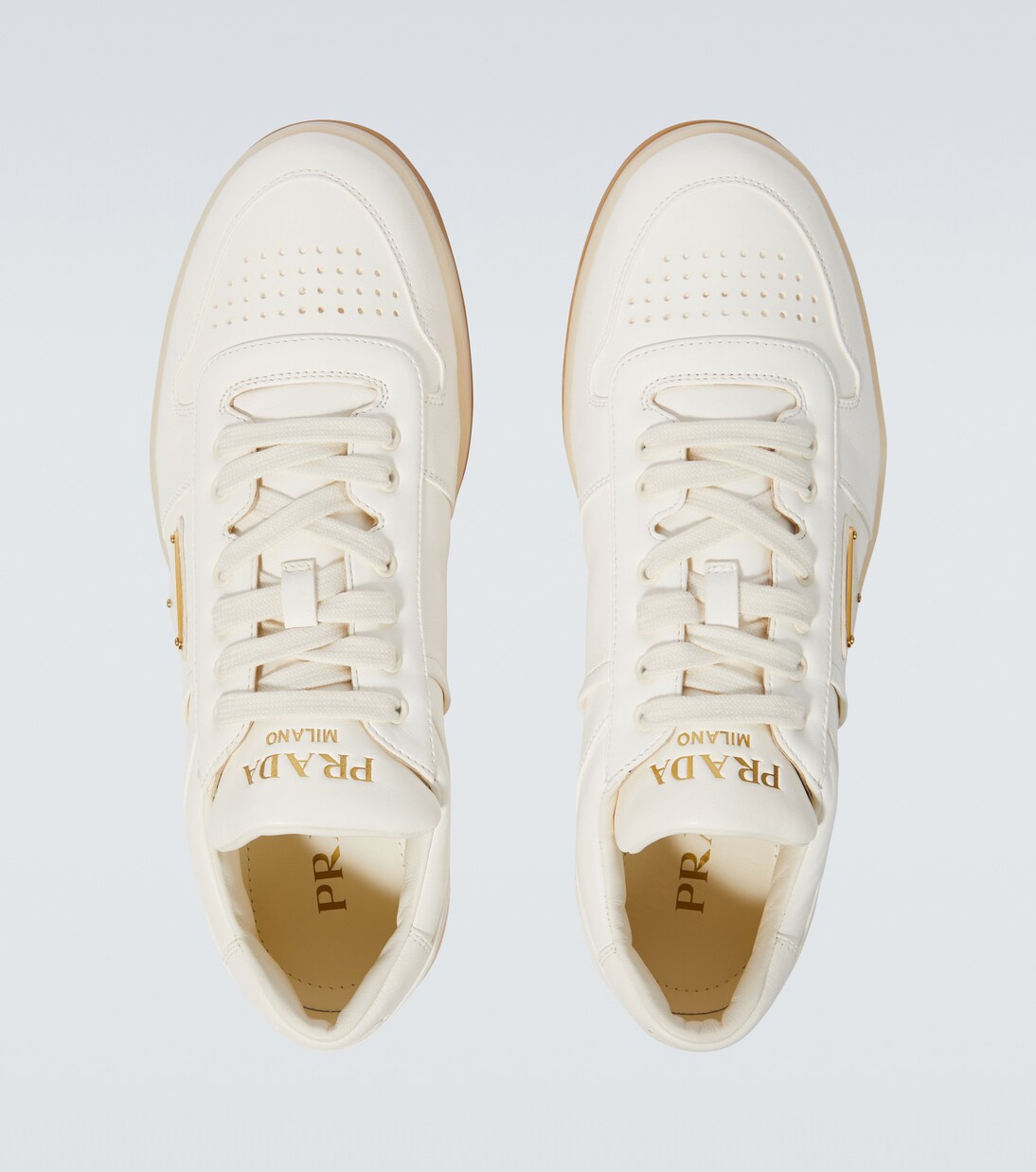 Downtown logo leather sneakers | Prada