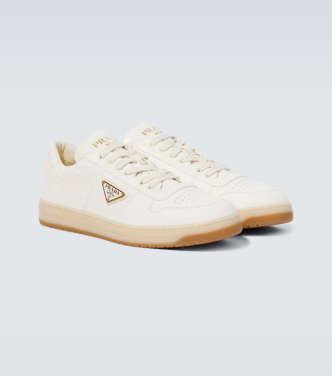 Downtown logo leather sneakers | Prada