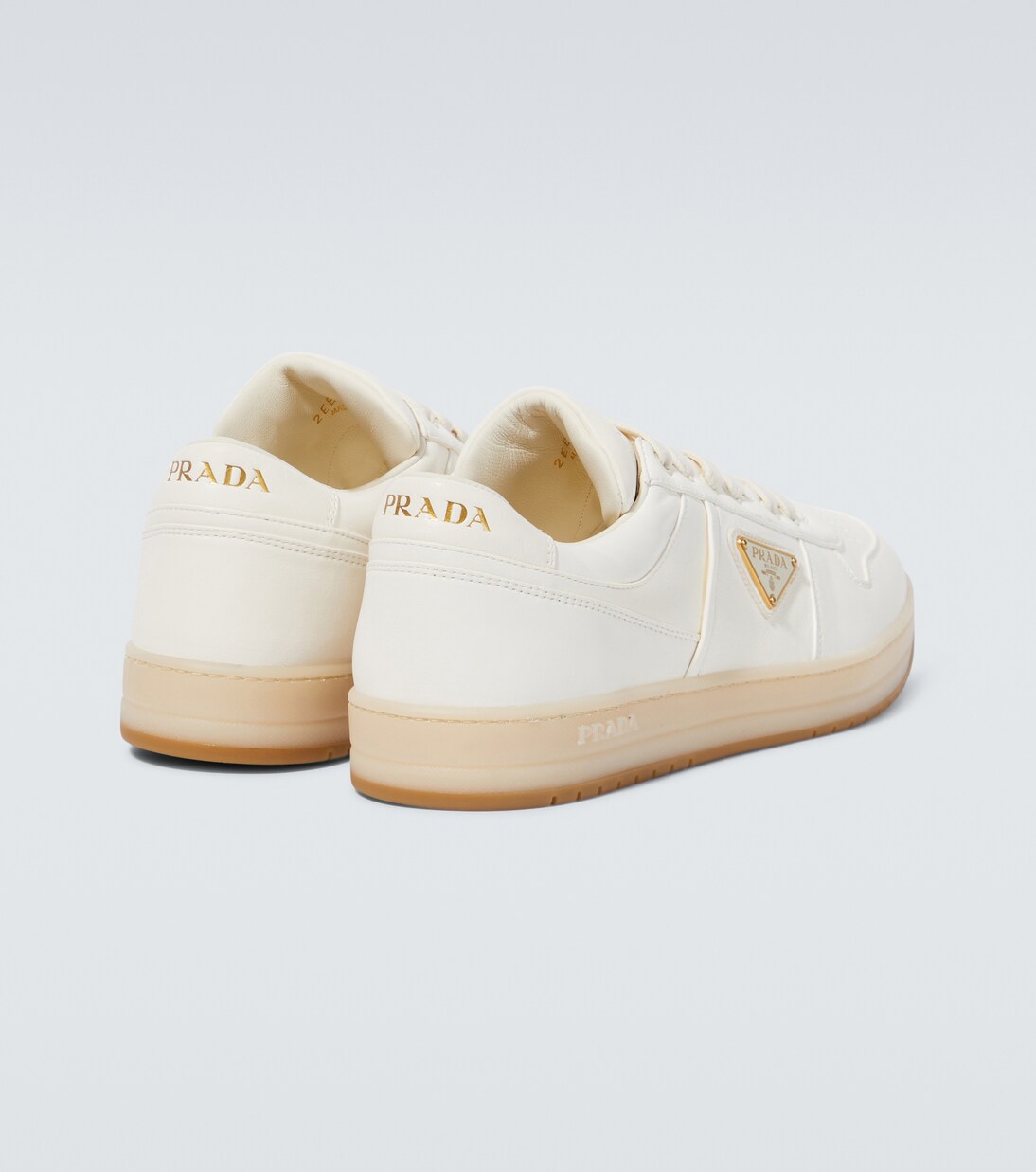 Downtown logo leather sneakers | Prada