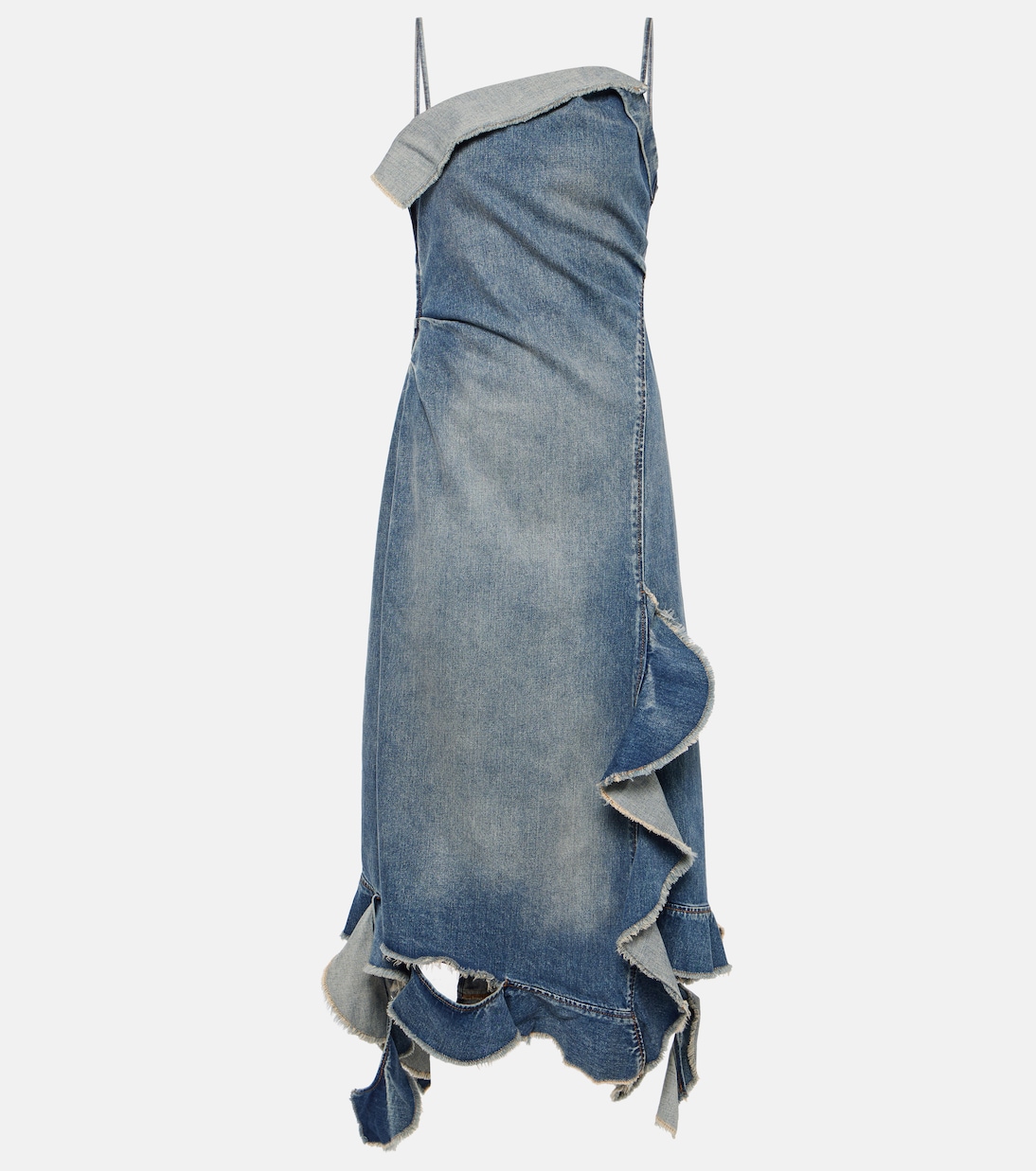 Delouise ruffled denim midi dress | Acne Studios