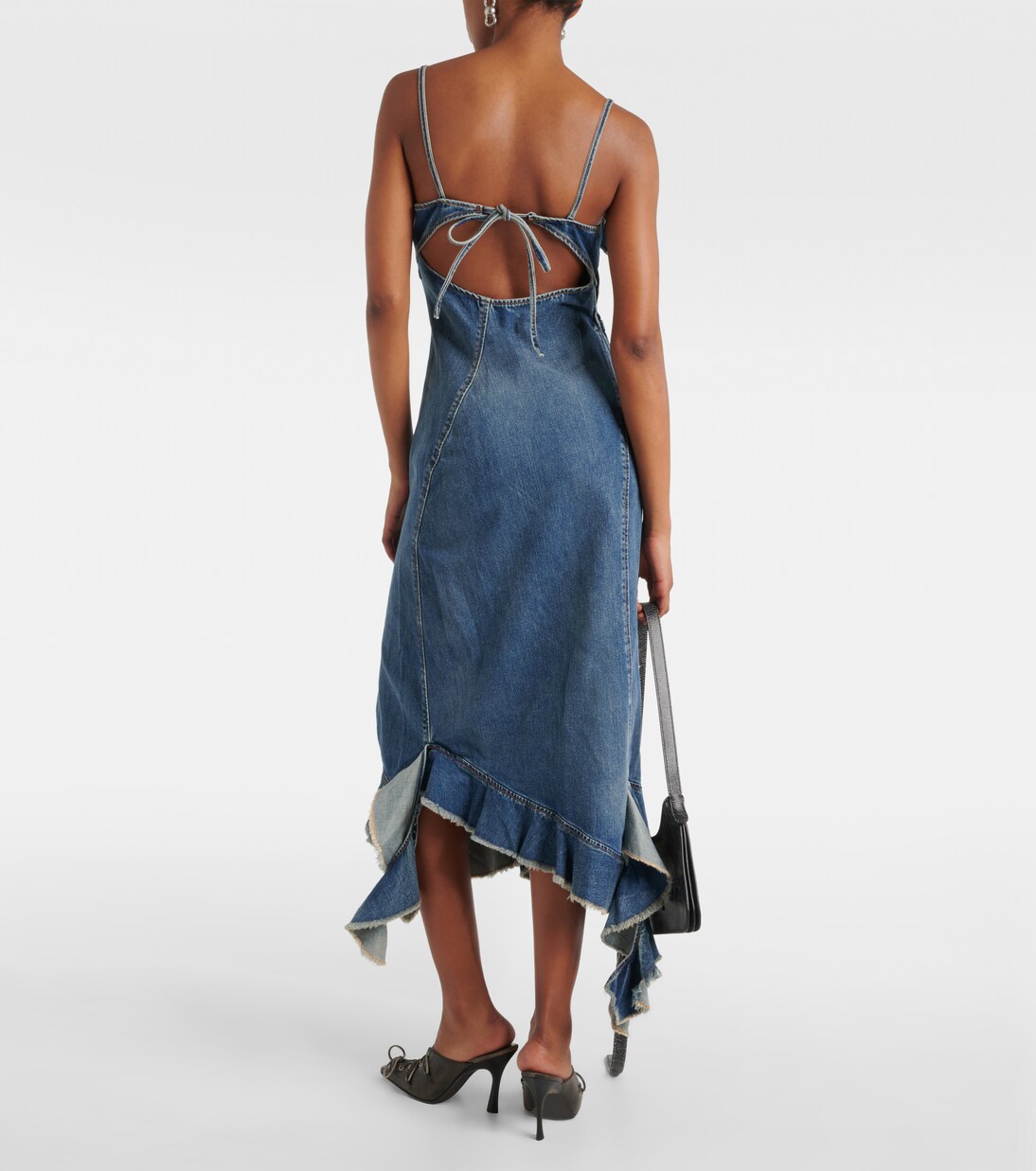 Delouise ruffled denim midi dress | Acne Studios