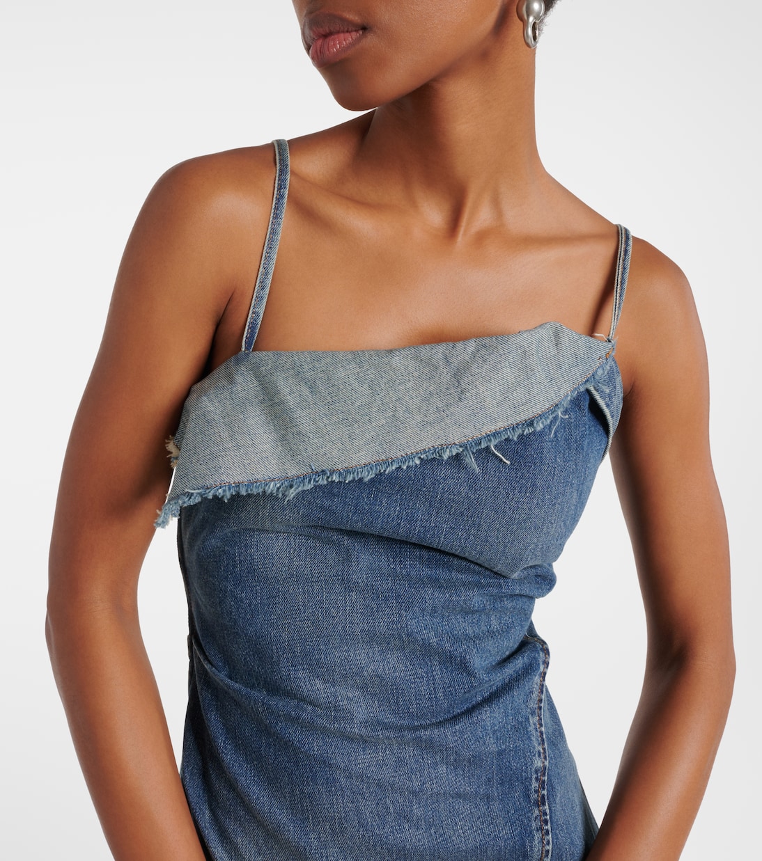 Delouise ruffled denim midi dress | Acne Studios