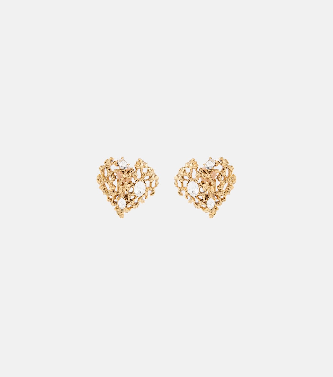 Bello London Orecchini A Clip Cuore Placcato Oro Con Cristalli - Cora G - Per Orecchie Non Forate, 1.7 Cm