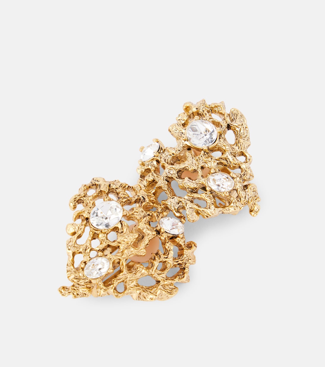 Boucles d'oreilles clip Coral Heart à ornements | Oscar de la Renta