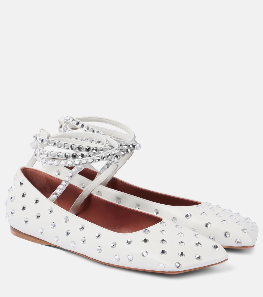 Ane crystal-embellished leather flats | Amina Muaddi
