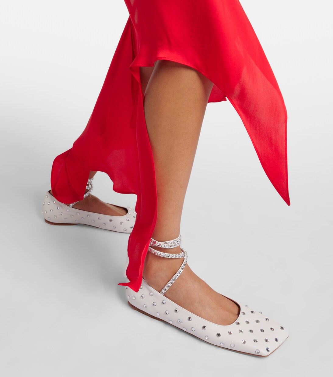 Ane crystal-embellished leather flats | Amina Muaddi