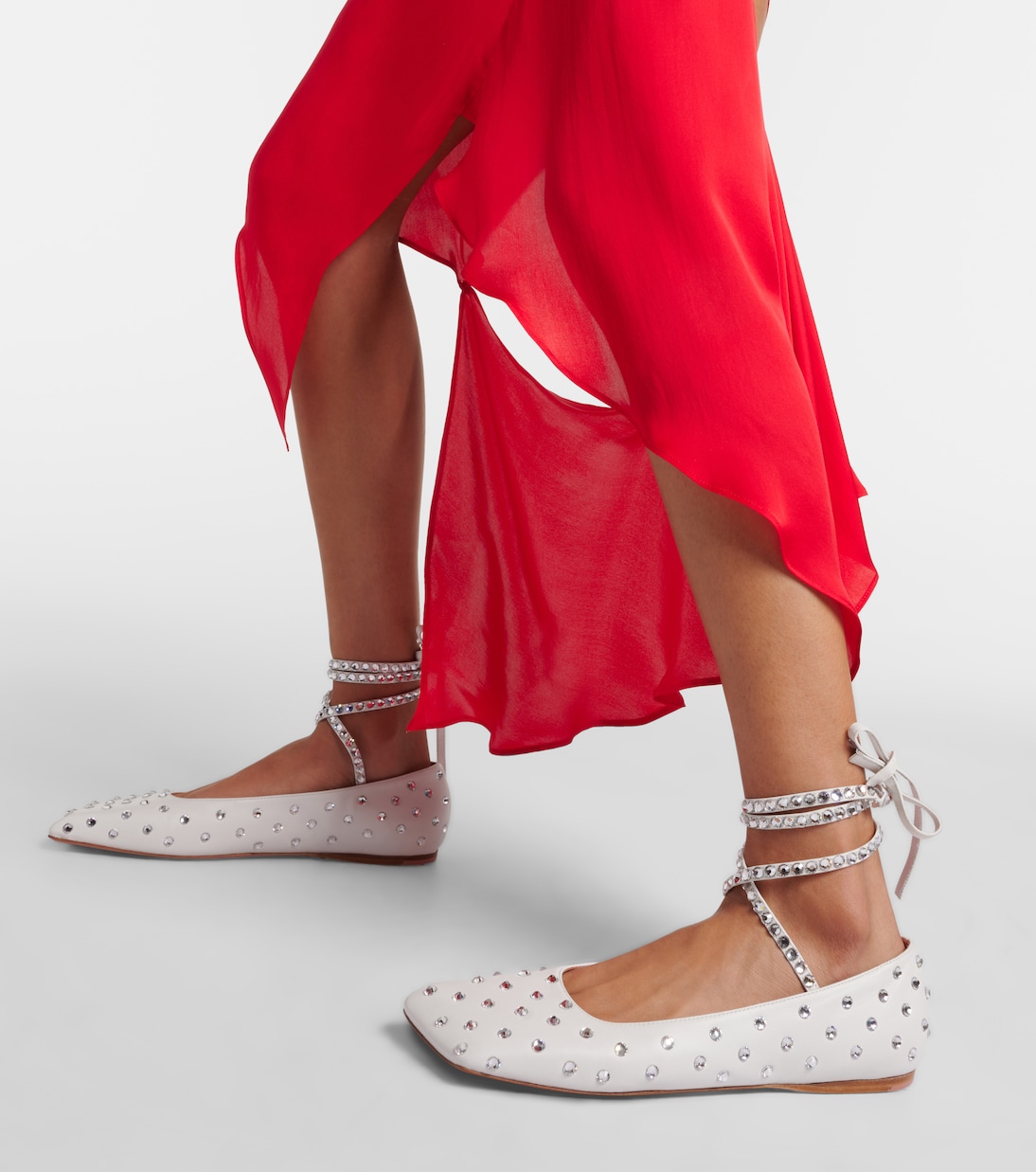 Ane crystal-embellished leather flats | Amina Muaddi