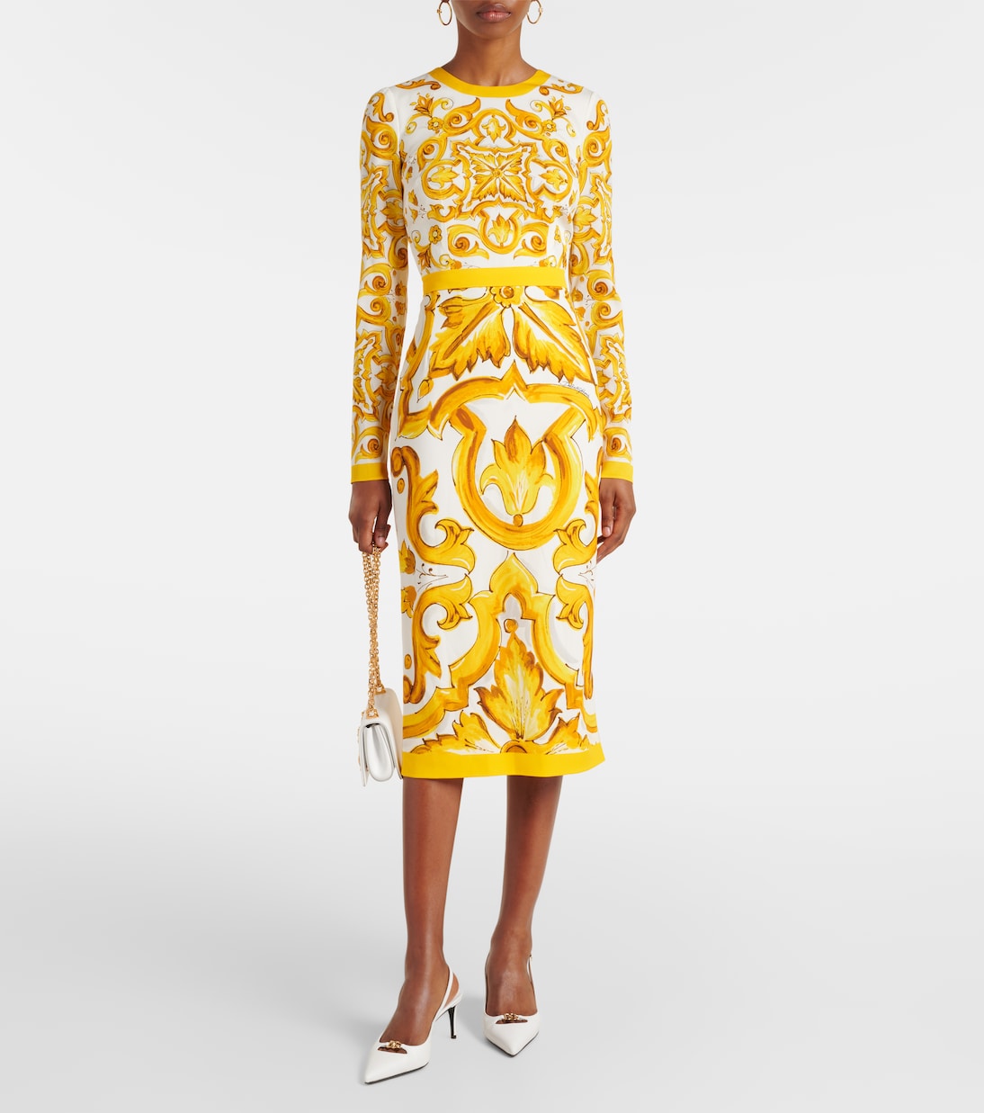 Robe midi Majolica en soie mélangée | Dolce&Gabbana