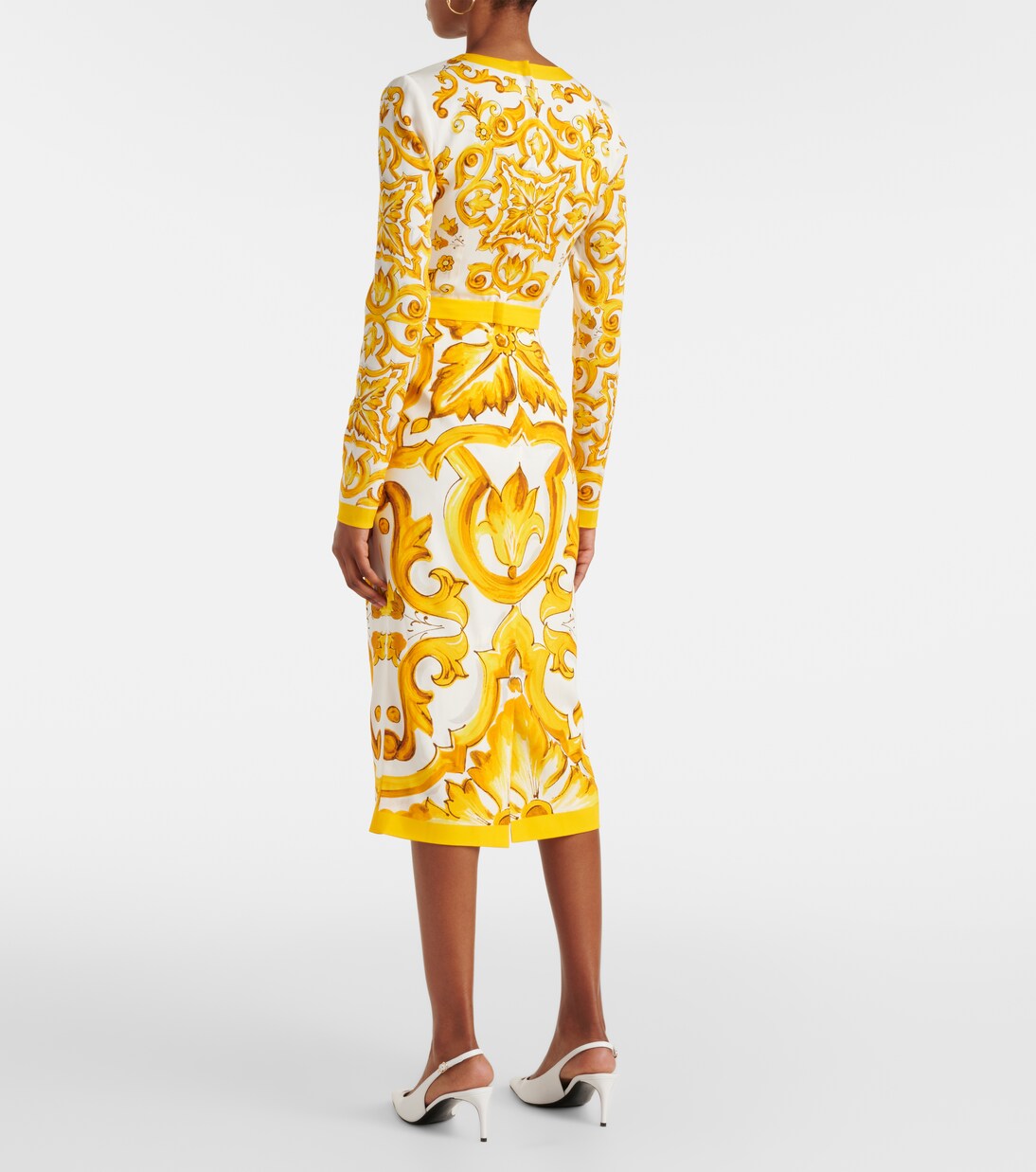 Robe midi Majolica en soie mélangée | Dolce&Gabbana