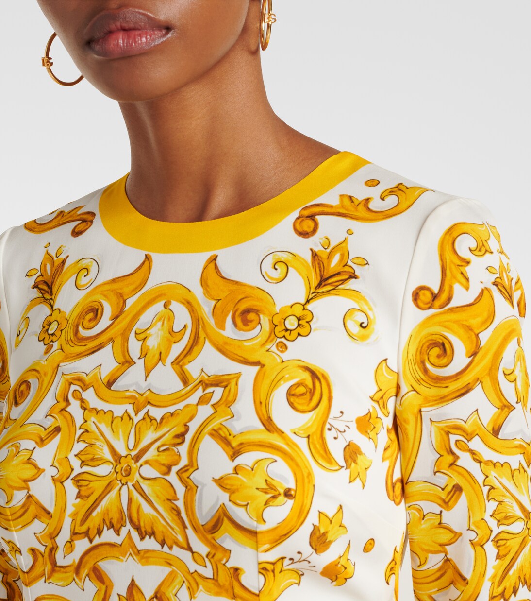 Robe midi Majolica en soie mélangée | Dolce&Gabbana
