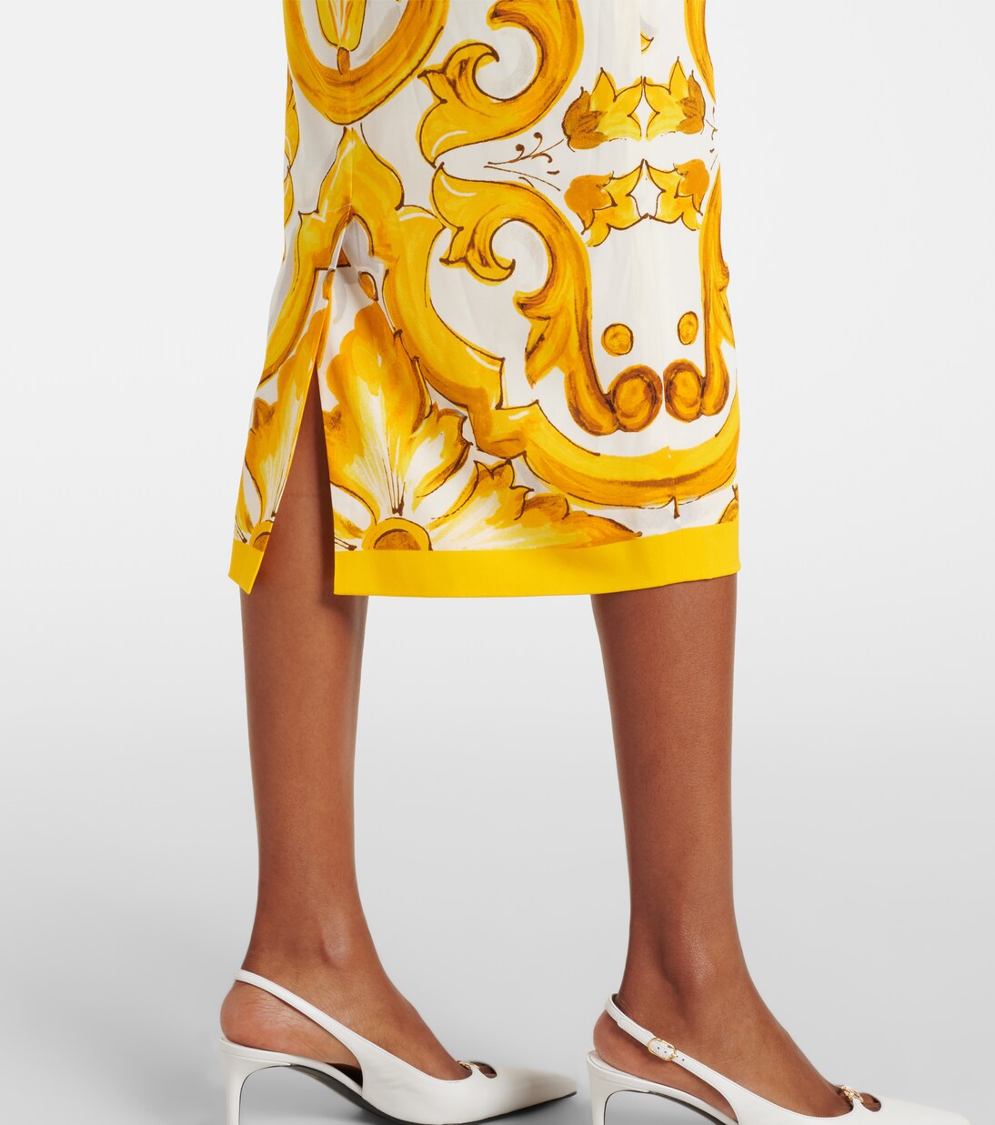 Robe midi Majolica en soie mélangée | Dolce&Gabbana