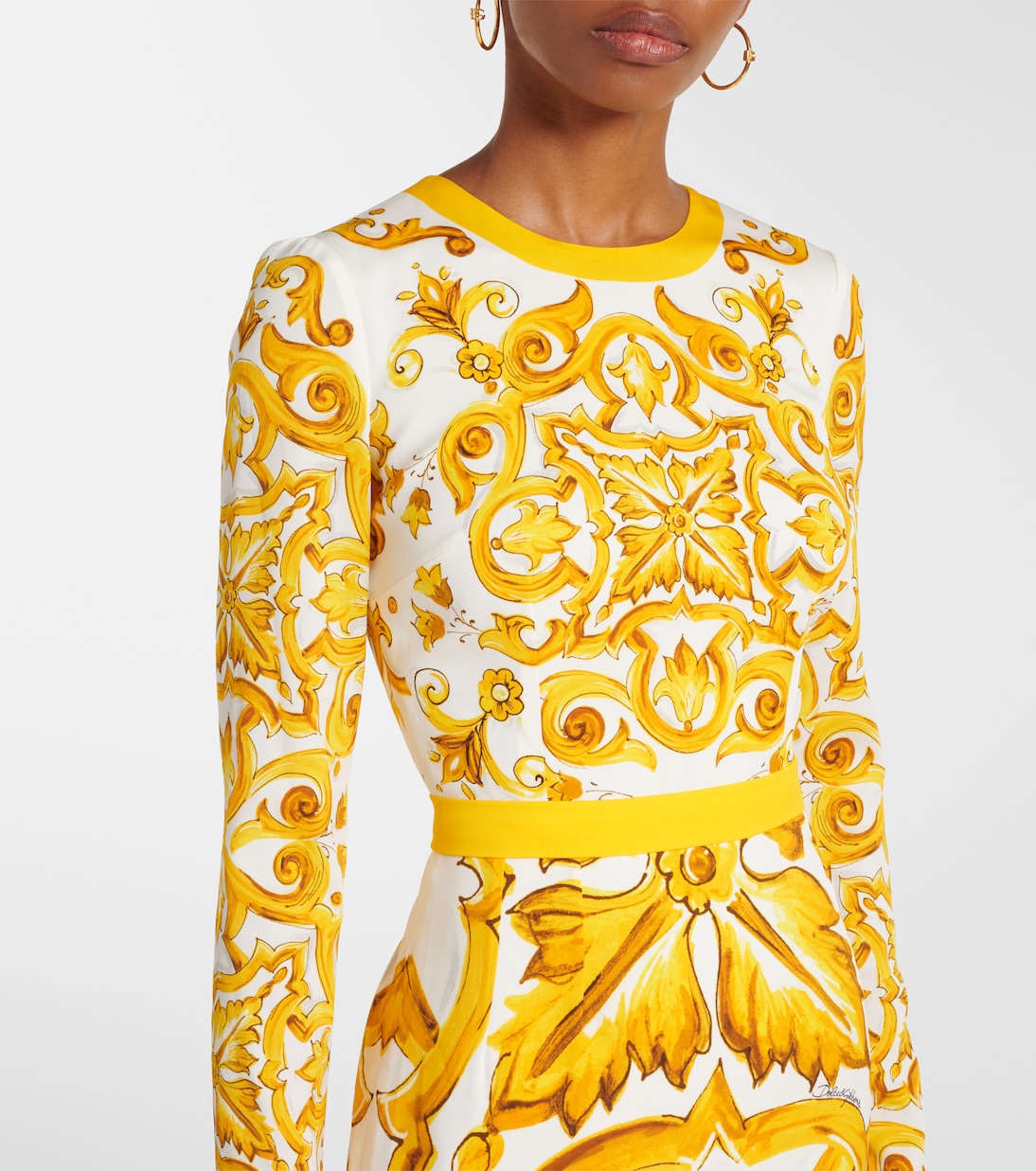 Robe midi Majolica en soie mélangée | Dolce&Gabbana