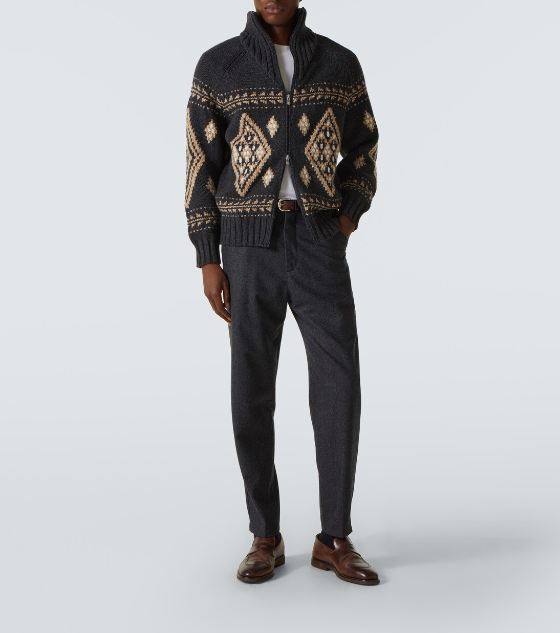 Pleated virgin wool straight pants | Brunello Cucinelli