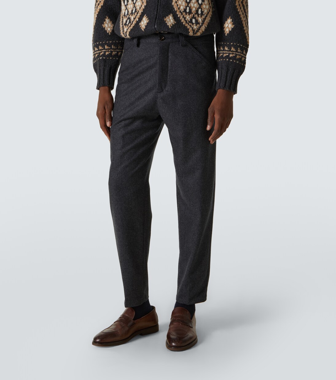 Pleated virgin wool straight pants | Brunello Cucinelli