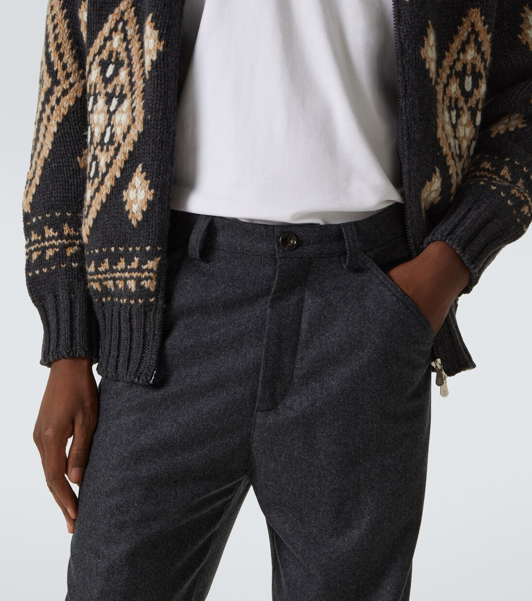 Pleated virgin wool straight pants | Brunello Cucinelli