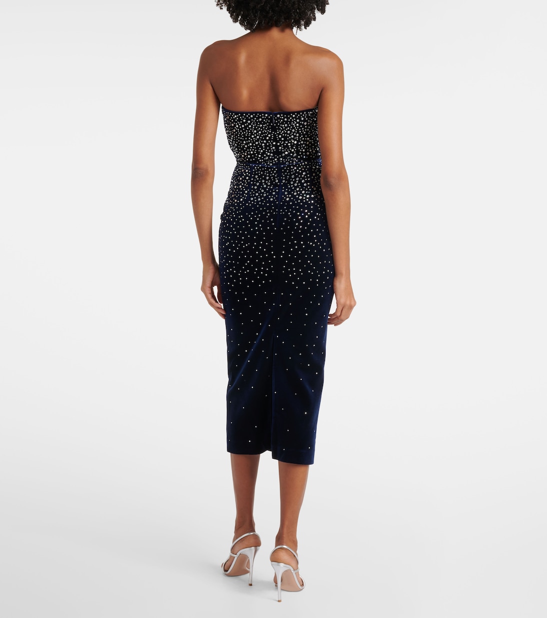 Abito midi in velluto con cristalli | Alex Perry