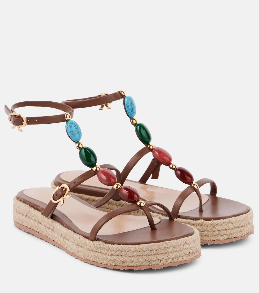 Verzierte Espadrille-Sandalen Shanti aus Leder | Gianvito Rossi