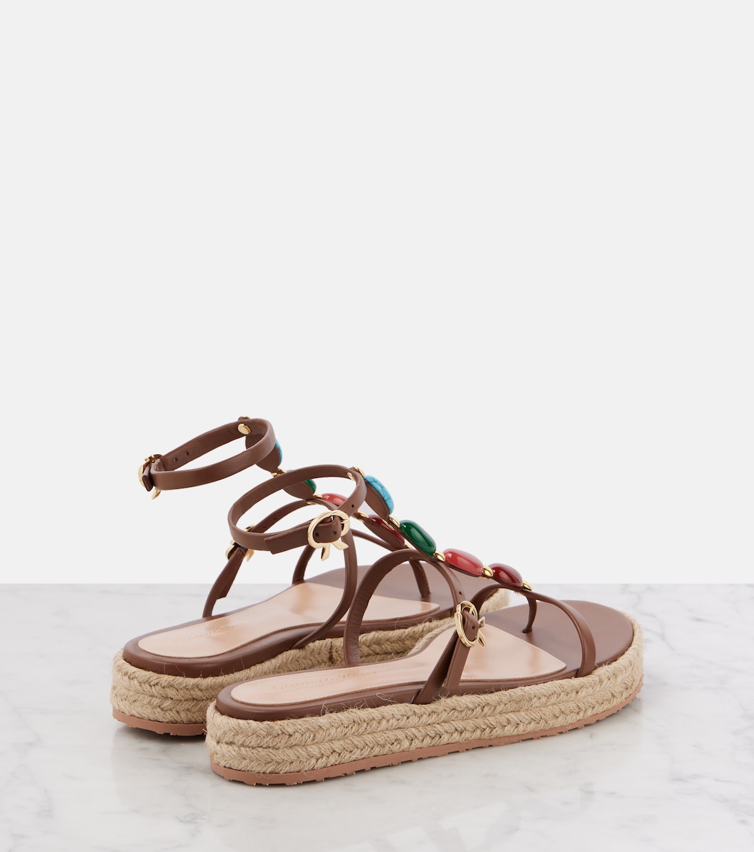Verzierte Espadrille-Sandalen Shanti aus Leder | Gianvito Rossi