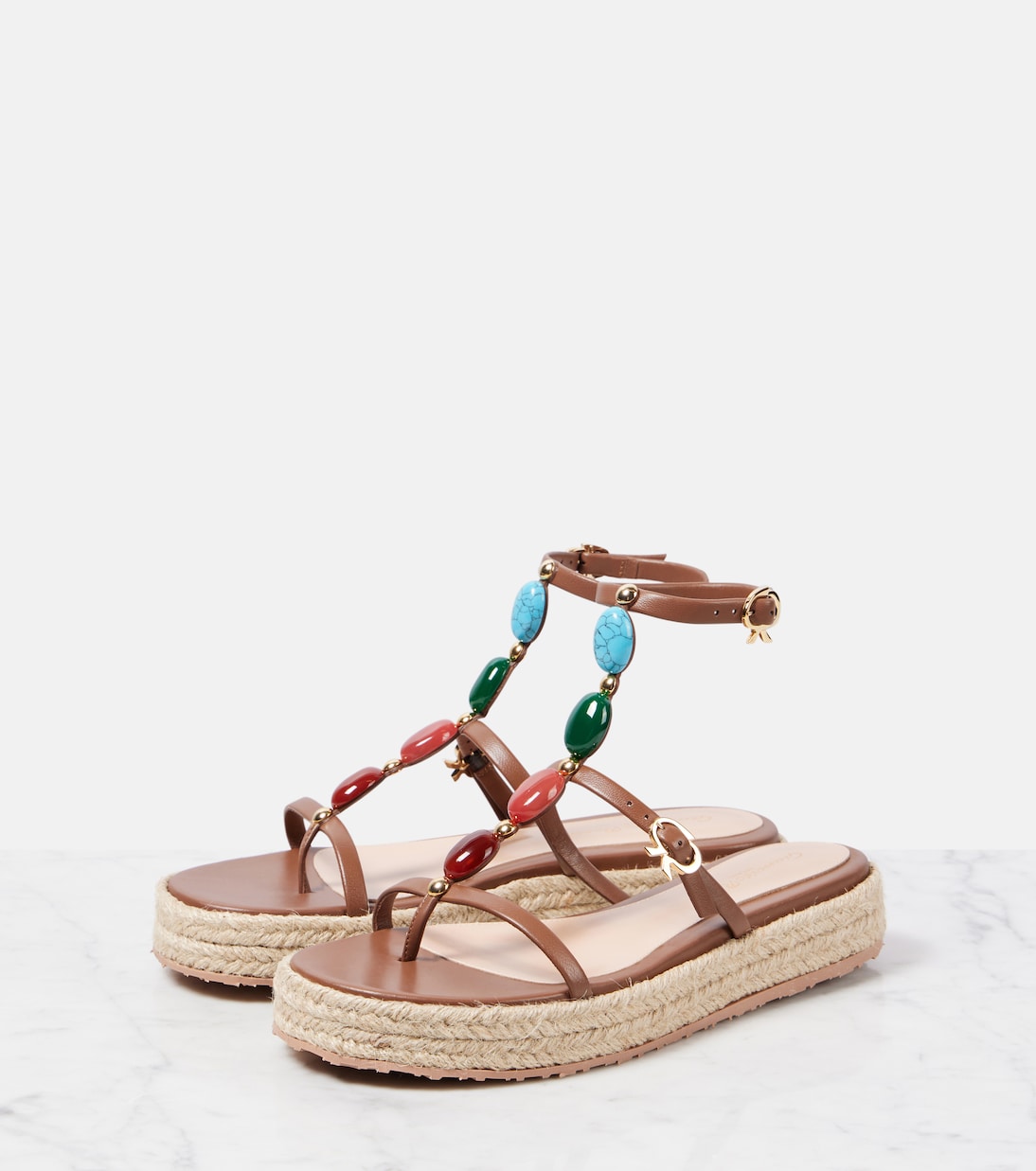 Verzierte Espadrille-Sandalen Shanti aus Leder | Gianvito Rossi