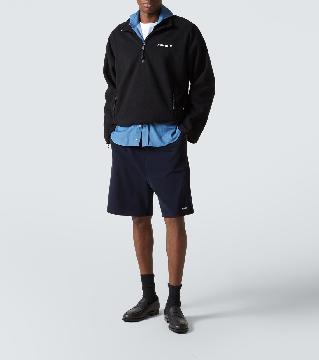 저지 코튼 버뮤다 쇼츠 | Miu Miu