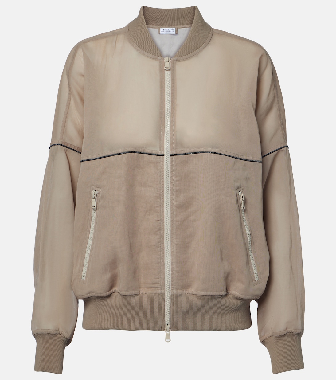 Cotton organza bomber jacket | Brunello Cucinelli