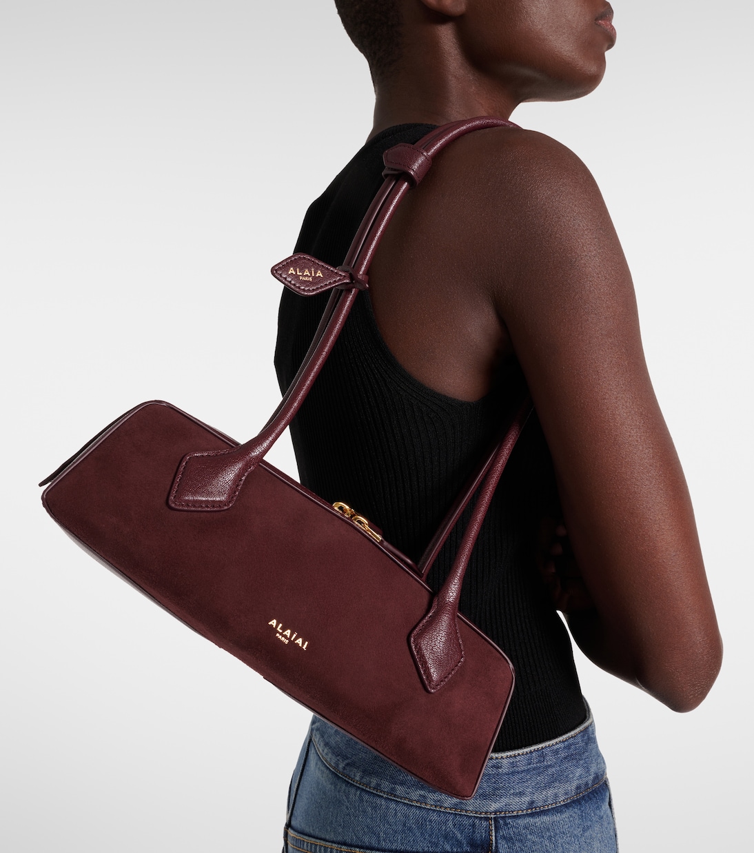 Le Teckel Small suede shoulder bag | Alaïa