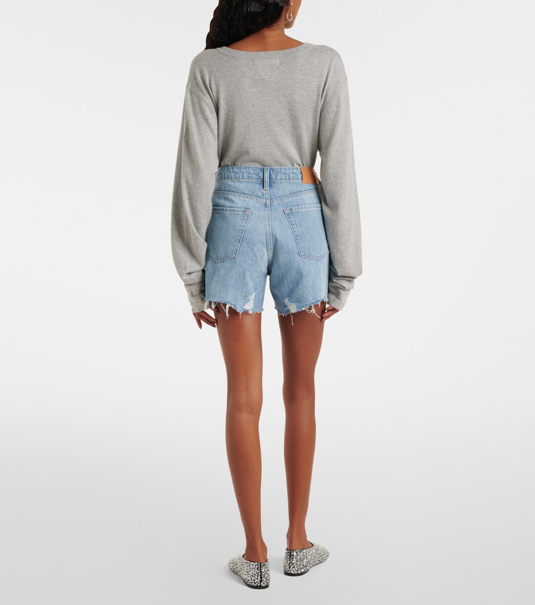 Monroe distressed denim shorts | 7 For All Mankind