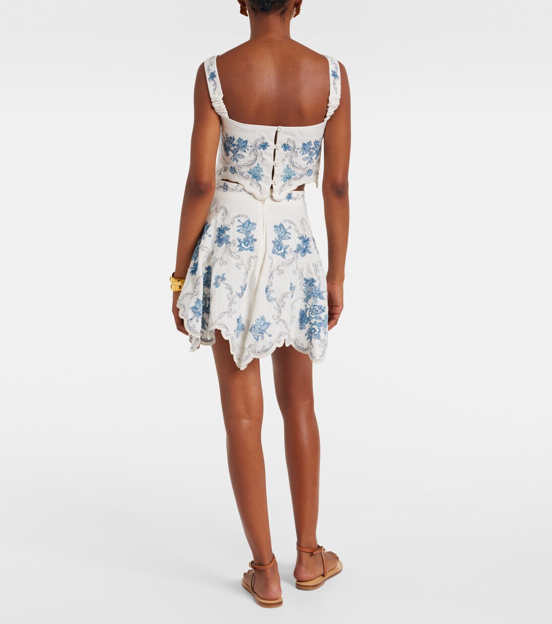 Top cropped Luciana Gloriosa in lino con ricamo | Agua by Agua Bendita