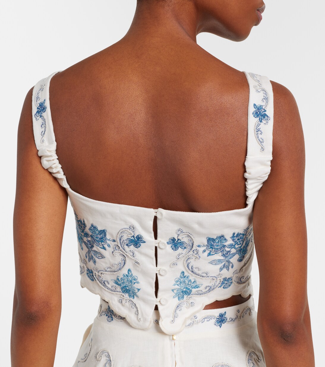 Top cropped Luciana Gloriosa in lino con ricamo | Agua by Agua Bendita