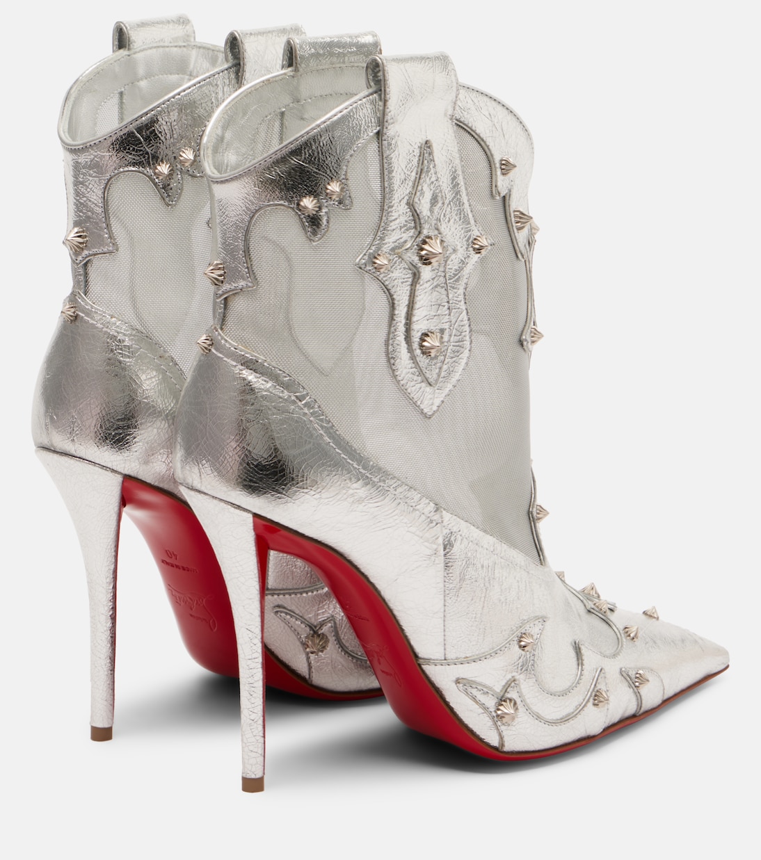 Embellished metallic leather ankle boots | Christian Louboutin