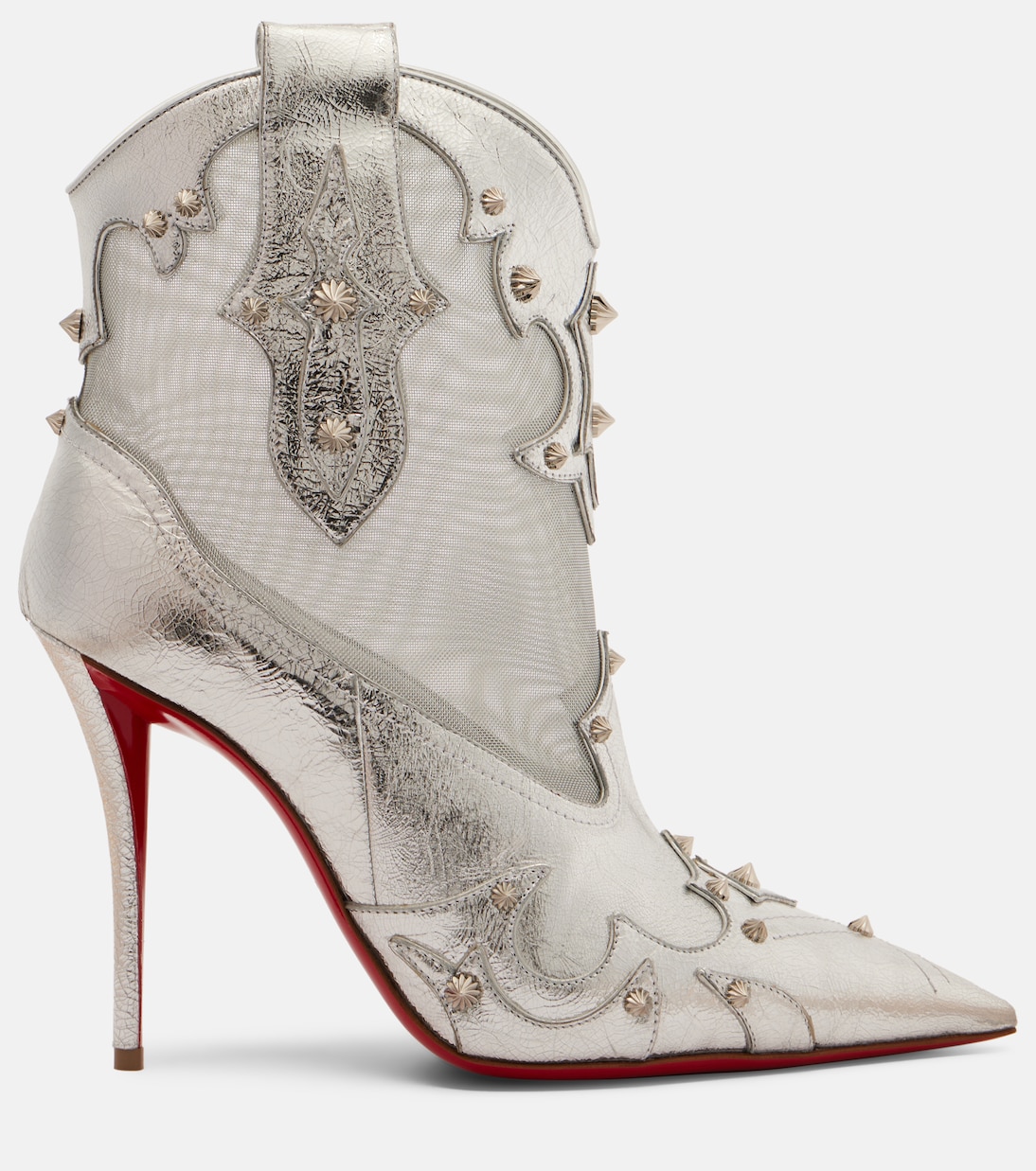Embellished metallic leather ankle boots | Christian Louboutin