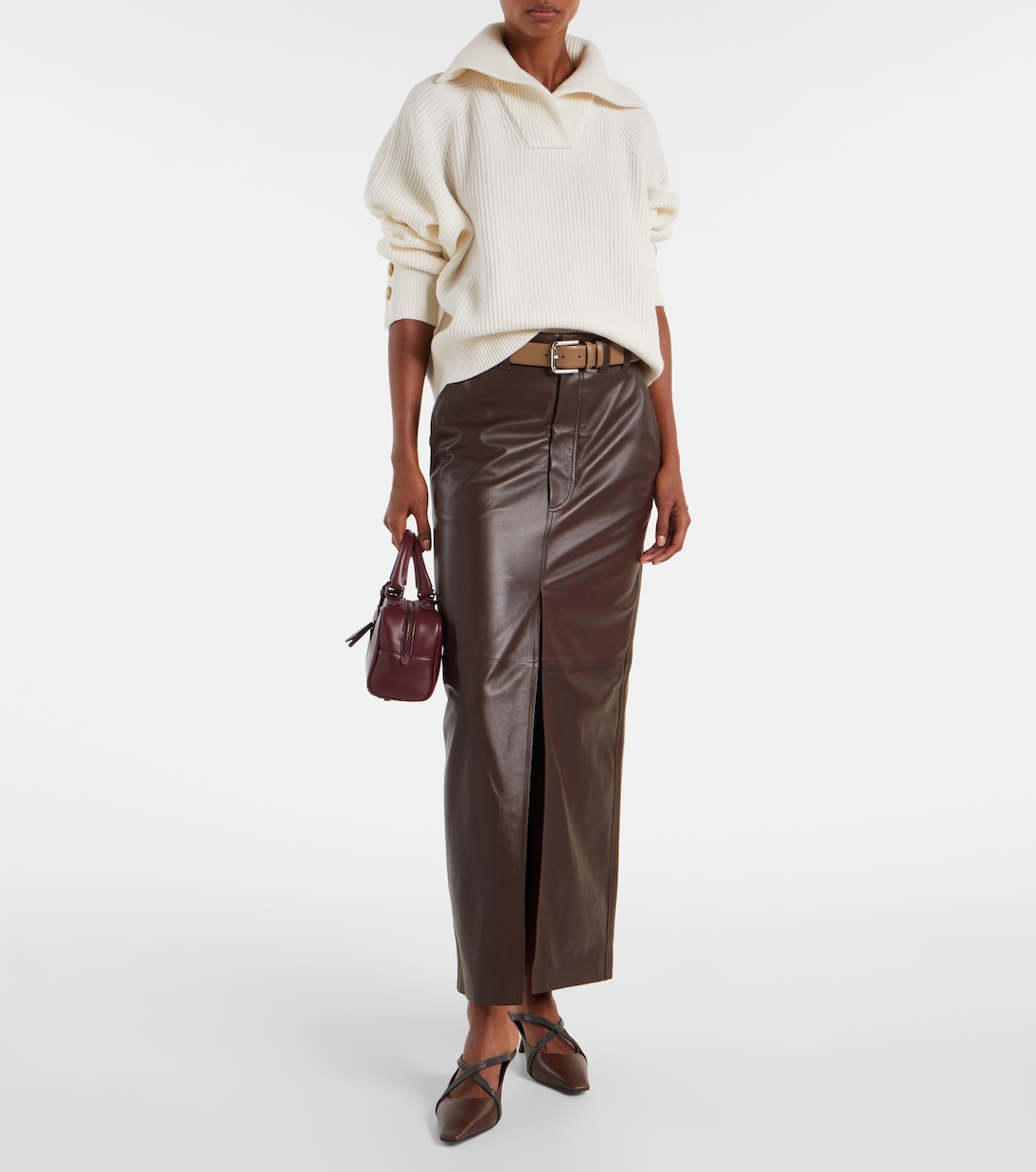 Maxirock aus Leder | Brunello Cucinelli