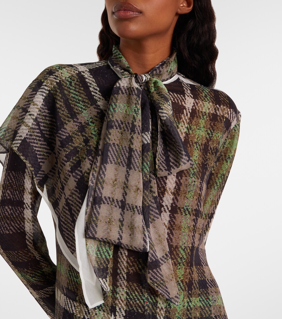 Blouse en soie à carreaux | Acne Studios