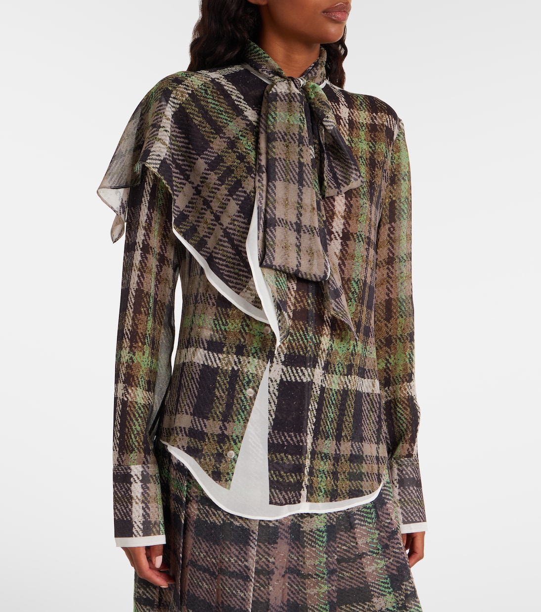 Blouse en soie à carreaux | Acne Studios